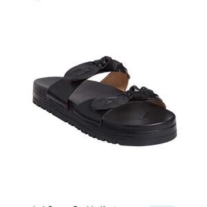 Jack Rogers Sandals Women's 8 Black Double Knot Monica Leather Slip On